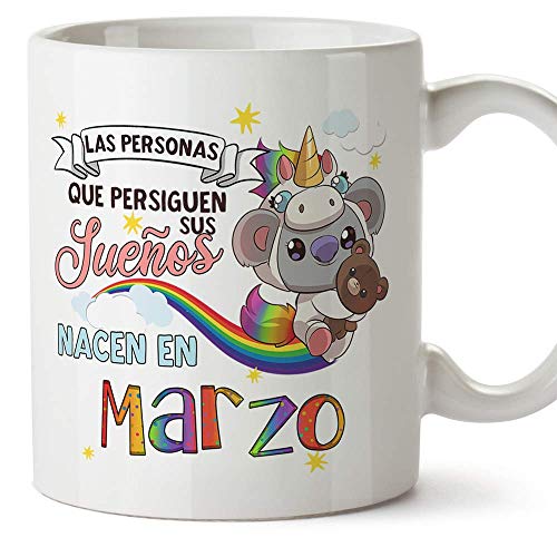 MUGFFINS Taza de Cumpleaños Koala mes de Marzo - Detalles Desayuno Feliz Cumpleaños/Aniversario....