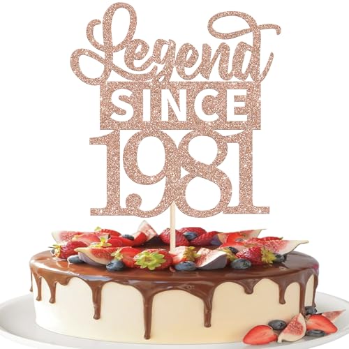 1 pieza 45th texto 'Legend Since 1981' - Decoración para tartas con texto en inglés 'Legend Since...