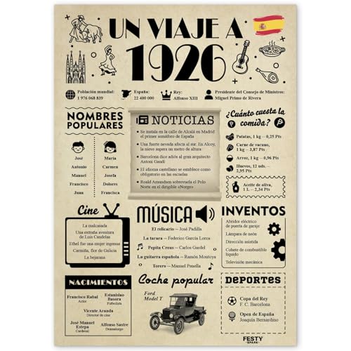 FestySpark Regalo 99 Cumpleaños Mujer - Regalos Originales 99 años Hombre - Tarjeta 99 cumpleaños...