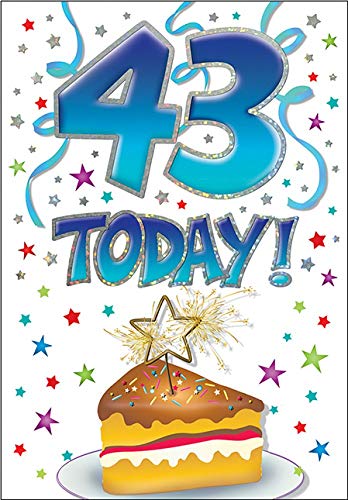 Tarjeta de cumpleaños moderna para la edad 43 – 7 x 5 pulgadas – Piccadilly Greetings