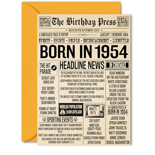 Tarjetas de cumpleaños número 71 para mujeres y hombres, periódico nacido en 1954, tarjeta de...