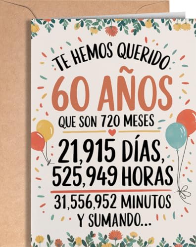 Tarjeta de 60 Cumpleaños - Tarjeta de Felicitación Graciosa para alguien que cumple 60 años -...