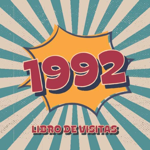 1992 Libros de Visitas: Libro de visitas para fiestas de cumpleaños de estilo retro para que la...