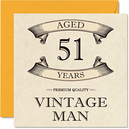 Tarjetas de cumpleaños vintage de 51 años para hombres, de 51 años, divertida tarjeta de...