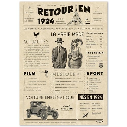FestySpark Regalo Original Vuelta a 1924 - Idea de Regalo 102 Años mujer y hombre - Tarjeta de...