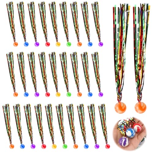 Farerkass 30 piezas Pelota Saltarina Niños con Cinta Color, 25mm Pelotas Saltarinas para Niños,...