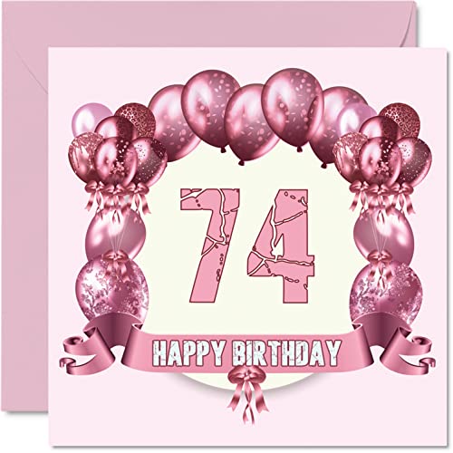 Divertidas tarjetas de cumpleaños número 74 para mujer, globos de cumpleaños, tarjeta para papá,...