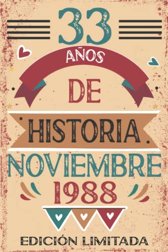 33 Años De Historia Noviembre 1988: 33 años. Libro de visitas, cuaderno, 110 páginas de...