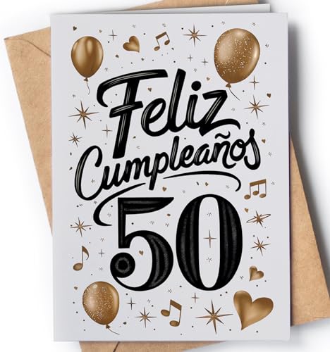 Tarjeta de 50 Cumpleaños - Tarjeta de Felicitación Graciosa para alguien que cumple 50 años -...