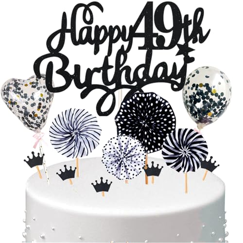 Conruich Decoración de Tartas de Cumpleaños 49 años Hombre Mujer, Decoración para Tarta de...
