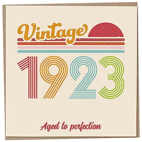Tarjeta de cumpleaños número 101 – Vintage 1923 Aged to Perfection, divertida tarjeta de...
