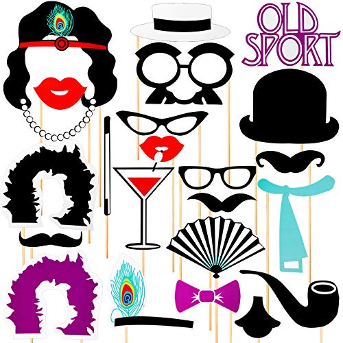 Años 1920 Gángster y Flappers Prop Cabina de Fotos Photocall Máscara para Boda Fiesta