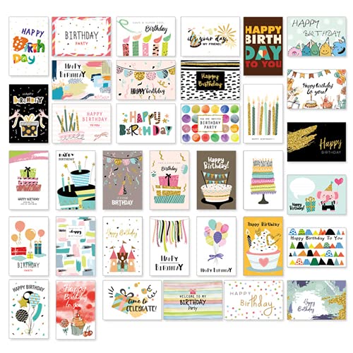 Bkrdty Tarjetas de Feliz Cumpleaños 36 piezas Tarjeta Regalo Sobres Multipack Tarjetas de...