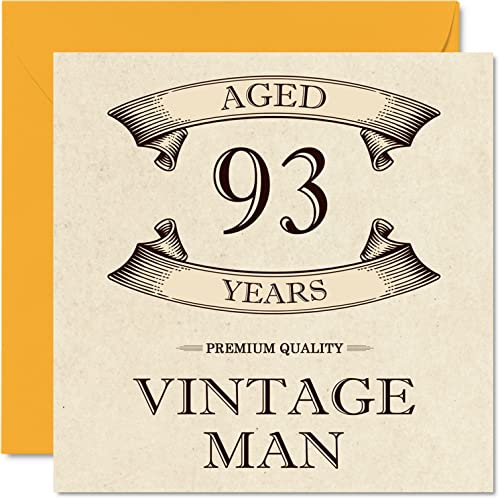 Tarjetas de cumpleaños vintage de 93 años para hombres, de 93 años, divertida tarjeta de cumpleaños para abuelo, papá, marido, tío, hermano, abuelo, tarjetas de felicitación, tarjeta de 93 cumpleaños
