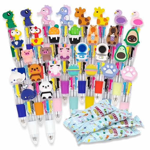 BONNYCO Boligrafo Multicolor, Pack 30 Regalos Cumpleaños Niños Colegio en Bolsas Sorpresa. Boli 4...