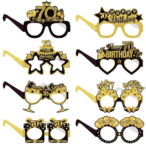 COLANANA Decoración de gafas de fiesta de cumpleaños, decoraciones de fiesta de 70 cumpleaños, 8...