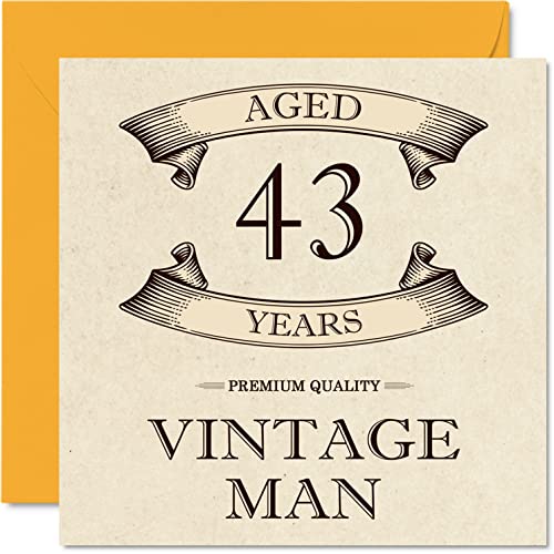 Tarjetas de cumpleaños vintage de 43 años para hombres, 43 años, divertida tarjeta de cumpleaños...