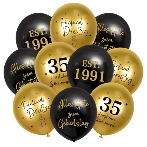 HUKUMA 24 globos decorativos para 35 cumpleaños, decoración para hombre y mujer, globos dorados y...