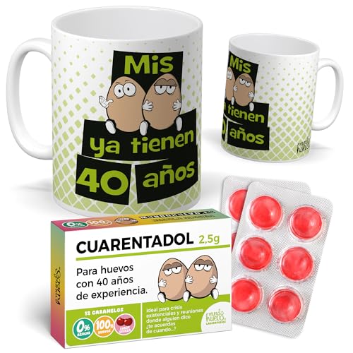 mundohuevo Pack Regalo 40 Años Hombre| Taza Divertida “Mis Huevos ya tienen 40 Años” +...