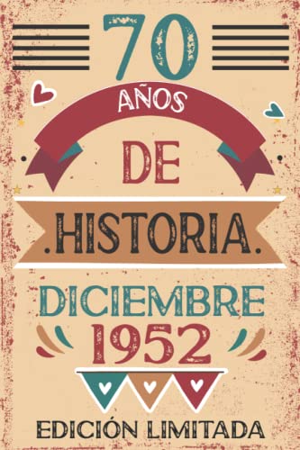 70 Años De Historia Diciembre 1952: Libro de visitas, cuaderno, 110 páginas de felicitaciones,...