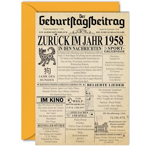 Stuff4 66 tarjetas de cumpleaños para hombres y mujeres - Regreso al año 1958 Periódico - 66...