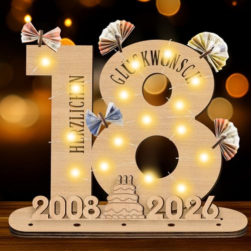 GothicBride 2026 18 cumpleaños regalo de dinero niña niño 18 cumpleaños niña placa de madera...