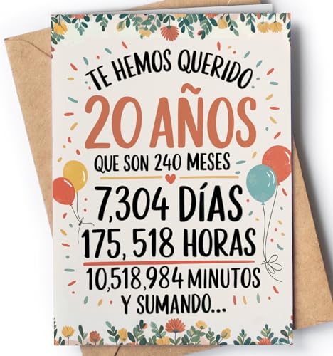 Tarjeta de 20 Cumpleaños - Tarjeta de Felicitación Graciosa para alguien que cumple 20 años -...