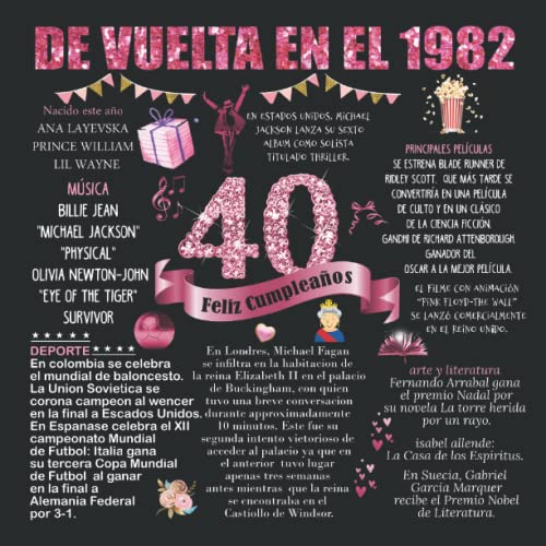 Libro de Visitas para el 40 cumpleaños de vuelta en el 1982: 120 páginas con espacio para fotos y...