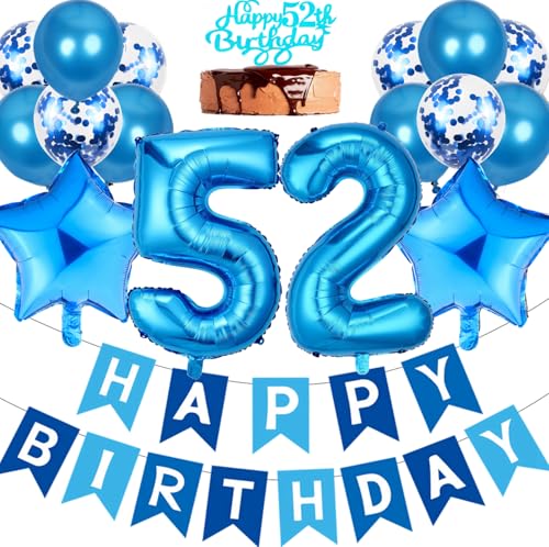 Globos de Cumpleaños 52 años Hombre, Ouceanwin Decoración Cumpleaños 52 años Hombre, Azul...