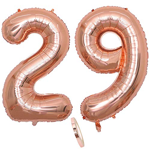 2 Globos Número 29 Años, Number 29 Globo Chica de oro rosa, 40'Figuras de globos con globo de...