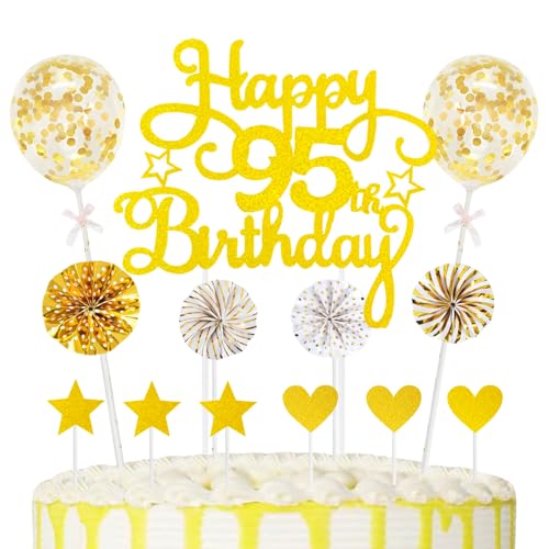 Decoración para tartas de cumpleaños 95th con números, velas, cumpleaños, decoración de...