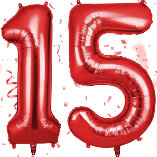 OFFCUP Globo Número 15 51 Rojo 40' (101cm), Grande Globos Foil, Globo Numeros Gigante, Inflar con...