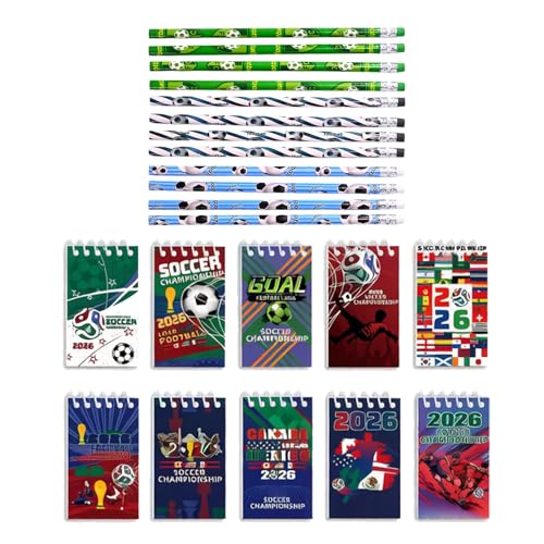Set de Papelería Tema Partido de Fútbol, 10 Libretas Espirales + 12 Lápices HB, Souvenirs España...