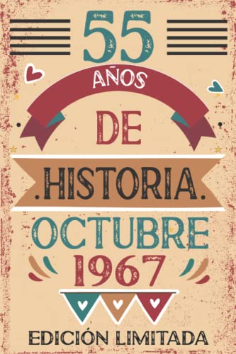 55 Años De Historia Octubre 1967: Libro de visitas, cuaderno, 110 páginas de felicitaciones, idea...