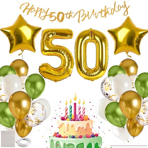 MIEWAA Globos 50 Cumpleaños Hombre, Adornos Fiesta Decoracion 50 Años Cumpleaños Mujer con Banner...