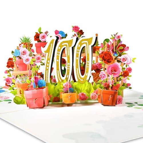 GREETING ART Tarjeta de felicitación de 100 aniversario de 100 años, tarjeta de felicitación de...