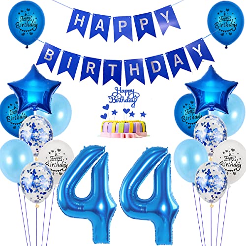 Globos 44 cumpleaños decoración hombre azul,foil globo 44 años cumpleaños decoración hombre azul set,happy birthday 44 cumpleaños decoración 44 años hombre deco globo 44 cumpleaños hombre deco