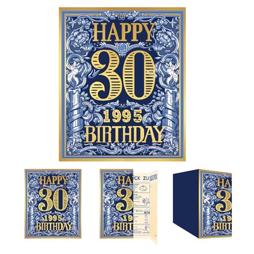 Gcardist Tarjeta de felicitación de cumpleaños de 30 años, tarjeta de regalo de cumpleaños de 30...