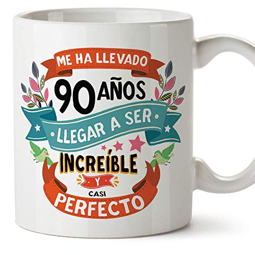 MUGFFINS Taza 90 Cumpleaños - 'Me ha llevado 90 años llegar a ser increíble y casi perfecto -...