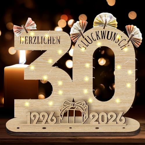 Idota 2025 Cartel de Madera LED con Libro de Visitas para 30 Cumpleaños - Regalo Personalizado para...