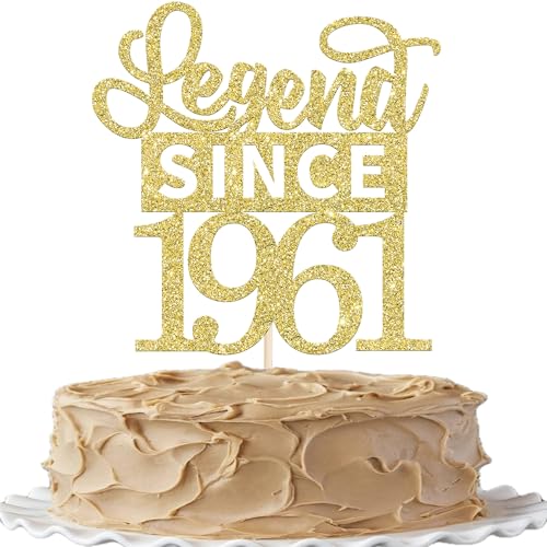 1 pieza 65th Legend Since 1961 decoración para tartas con purpurina para 65 cumpleaños decoración...