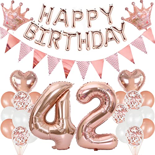 Feelairy Decoración Cumpleaños 42 años Mujer, Globo 42 años Mujer Cumpleaños, Globo Helio...