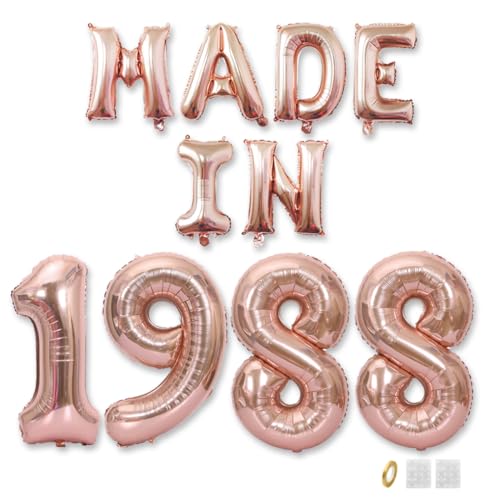 Jurxy Globos de fiesta de cumpleaños, color oro rosa, fabricados en 1988