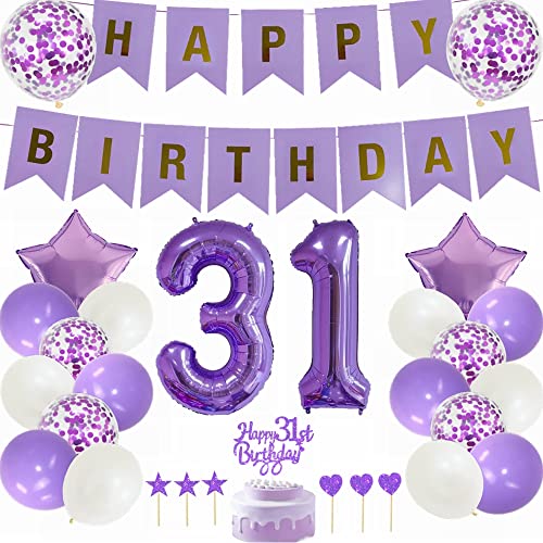 Yunchu Online Decoración cumpleaños 31 cumpleaños diseño hombre y mujer color lila blanco...