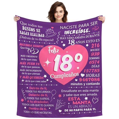 ACAROMAY Originales Manta 18º Cumpleaños Regalos de Cumpleaños para 18 Años Hija Hermana Sobrina...
