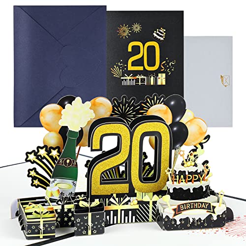 joyoldelf Tarjeta Felicitacion 20 Cumpleaños Pop Up - Tarjetas Cumpleaño Personalizada 3D, Regalos...