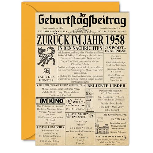 Stuff4 66. Tarjetas de cumpleaños para hombres y mujeres - Regreso al año 1958 Periódico - 66...
