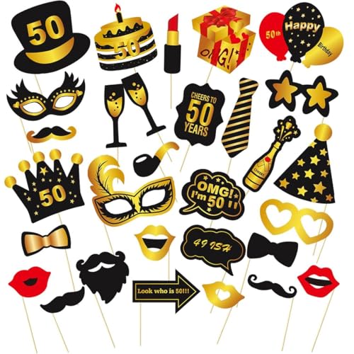 KUMSODE 30 Piezas de accesorios de fotografía para decoración de 50 cumpleaños, accesorios de...