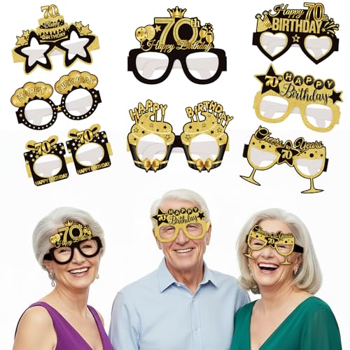 Olasfa 8 Piezas Gafas de Papel para Fiesta Cumpleaños, Divertidas Accesorios Photocall 70...