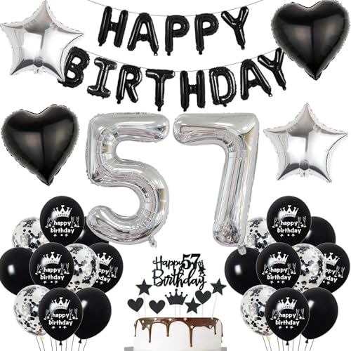 Decoración globos 57 cumpleaños hombre Negros globos 57 Años Decoracion Cumpleaños hombre Mujer...